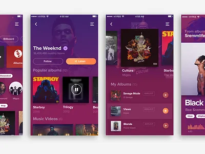 Visual Experiment app ios mobile music player profile