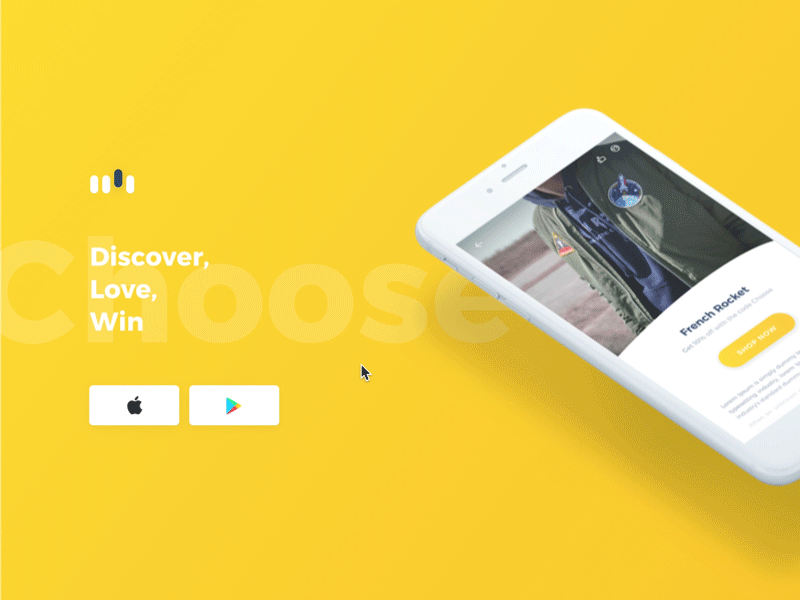 Choose app Landing Page app gif home ios iphone landing webdesign webpage website yellow