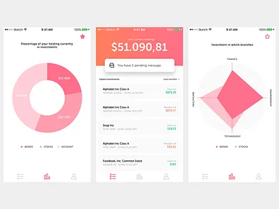 Saavin' - Fintech concept saving app android app fintech graph graphs investment ios list stock stocks trade trading
