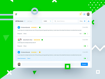 HL - Reviews analytics app charts dash dashboard experience interface reviews ui user ux web