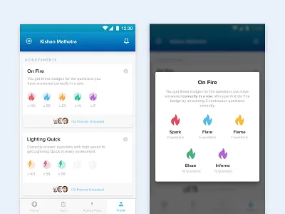 Toppr - Achievements achievements app friends learn student study toppr ui ux