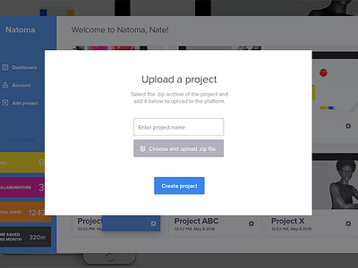 NTM upload modal dashboard input kalman magyari modal project screen upload