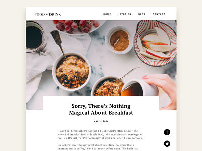 Breakfast Blog blog breakfast food landing page minimal read web