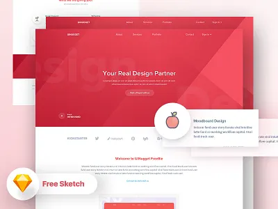 Free Free : Your Real Design Partner app landing page creative design dribbble best shot free sketch file free web freebie gradient illustration landing page template uinugget