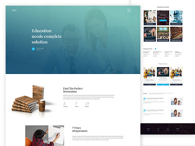 Education Landing Page. careers clean design education experience flat teachable template uiux user web website
