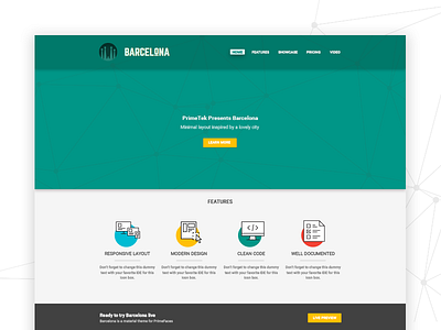 Barcelona Landing barcelona city google green icon illustration landing page material primefaces primeng