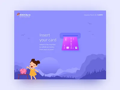 Kids ATM Welcome Screen atm bank finance flat kids minimal money payment welcome