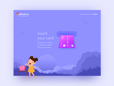 Kids ATM Welcome Screen atm bank finance flat kids minimal money payment welcome