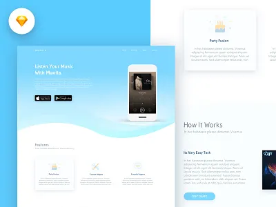 Mobile App Landing Page app clean design dribbble best shot home page interface ios app ui kit landing page mobile app music sketch trendy