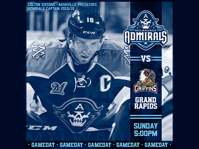 March 19 - Grand Rapids Griffins vs Milwaukee Admirals gameday grand rapids griffins graphic design hockey milwaukee admirals nashville predators sports design