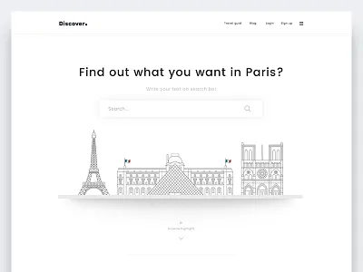 Travel In Paris. design nature navigation site tourism travel typography ui uix web zihad