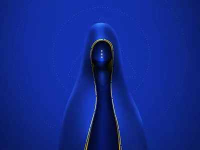 Foreign spirit blue celestial character futuristic games horror illustration minimal mysterious robot sci fi space