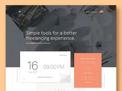 Quick tools for freelancing calendar converter designer freelance grid invoice landing meeting todo tools tracker website