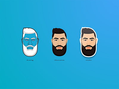 #Beard&Gradient 👳🏻 🔹 -- Sticker design ( process details ) beard branding face gradient illustration smurf sticker