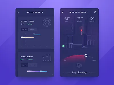 App for smart vacuum robot app b2c business drone graphs interactive interface product remote smart ui ux