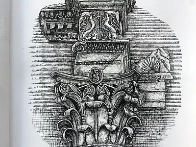 Fragments drawing illustration pen and ink sketch