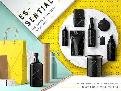 Essential Mockup Pack beer bottle branding essential mockup mockups packaging showcase stationery