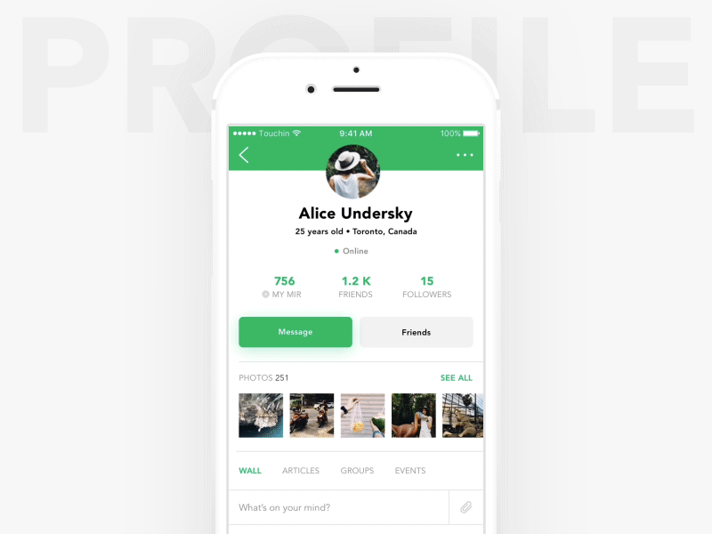 Social Networking App / Profile animated app gif mobile app profile social social networking