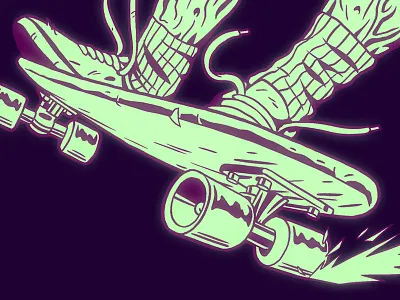 Undead Skater illustration moon skateboard t shirt zombie