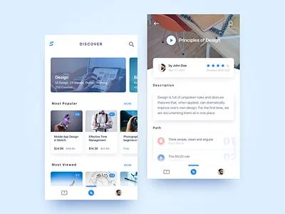 Skill Up app cards clean course education ios learn mobile path ui