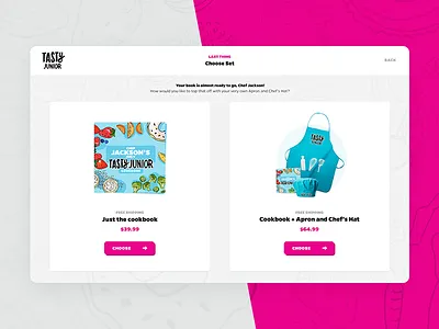 Choose Set choose cookbook cooking food kids mockup pink ui ux web