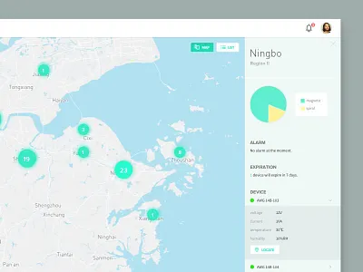 Map - Device Managing System chart flat map responsive system web