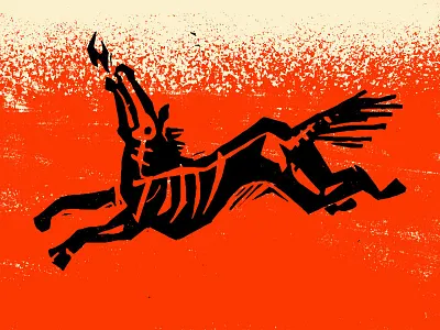 H E L L e s beer branding fire hell illustration linocut skeleton texas undead horse