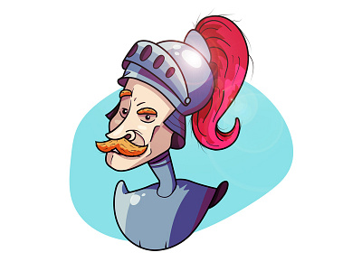 Knight Character cartoon character design face illustration knight medieval mustache vector