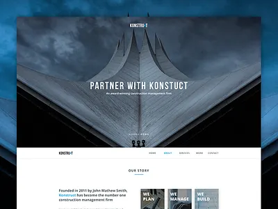 Konstruct Landing Page (Free Website Template) construction landing page minimal sketch template ui uidesign web webdesign