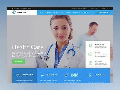 Medical Wordpress Theme clean clinic health hospital interface medical modern theme ui design ux design website wordpress