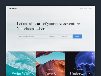 Wanderlust blog classy desktop grid minimal mobile photography portfolio serif website