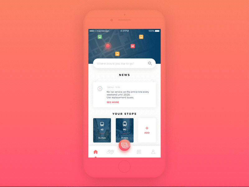 Transit Tracker - Interactions art direction daily ui interactions location tracker transit tracker ui design ux design visual design