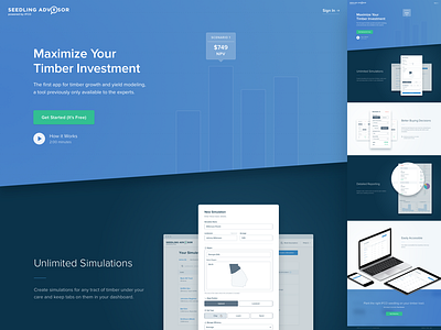 Seedling Advisor Landing Page app gradient investment landing page marketing page proxima nova sales page sketch sketchapp ui web app website