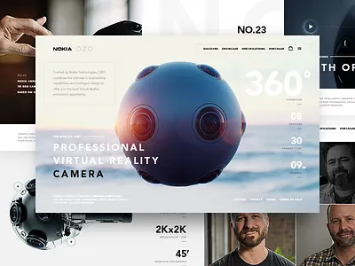 Nokia OZO - website camera clean hellowiktor minimal nokia ozo product vr web website