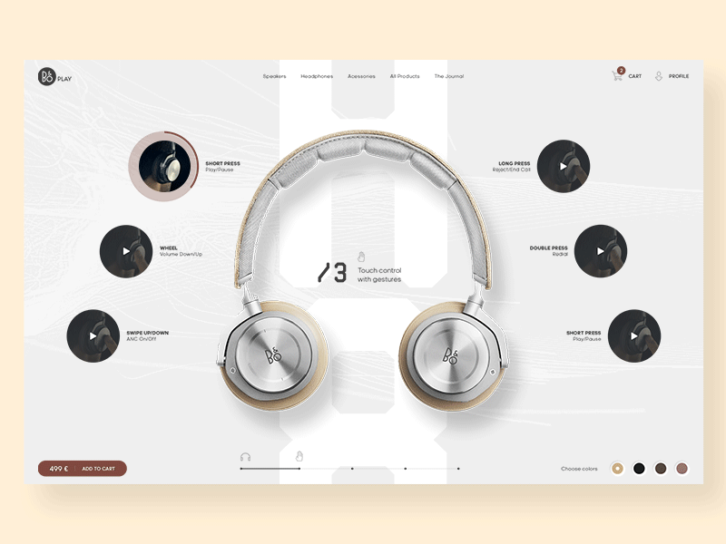B&O — H8 Gestures 🎧 animation beoplay design elegant flat gif minimal music scroll ui ux webdesign