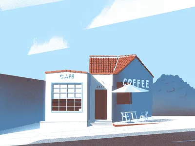 Cafe De Leche cafe down the street designs illustration ipad procreate signage