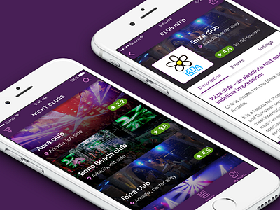 Night clubs app club dance mobile night club party ui