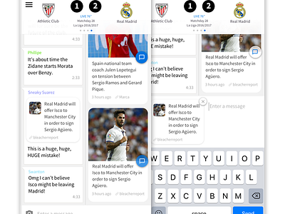 Concept: Combine Sports News With Sports Chatting chat ios messages messaging real madrid soccer sports