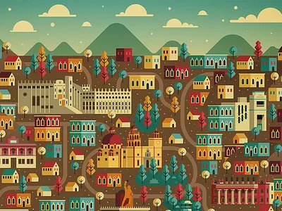 Guanajuato, México. badge city guanajuato landscape mexico mine mine car mines pueblo vector