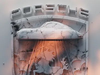 UFO 3dart c4d cinema4d design graphic design illustration marble maxon porsche porsche art porscheposter poster redshift type64 ufo