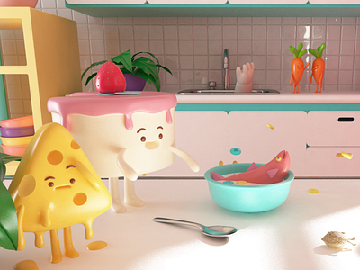 COCINA 3d character cocina fish food kitchen render spoon