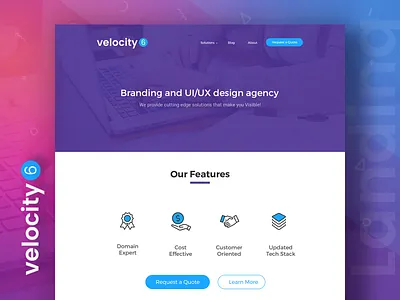 Velocity 6 - Landing Page Free PSD app blog flat freebies landing page sale startup ui website