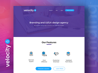 Velocity 6 - Landing Page Free PSD app blog flat freebies landing page sale startup ui website