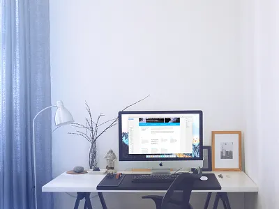 Workspace 27 desk imac lamp table workspace