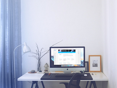 Workspace 27 desk imac lamp table workspace