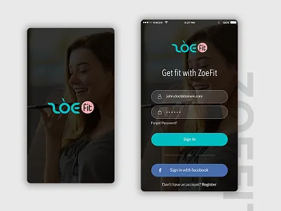 Zoe Fit animation exercise fitness food health home login signup splash voice welcome zoefit