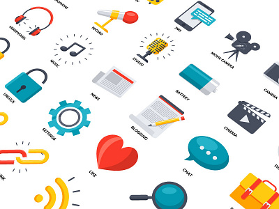 Media & Communication Icons camera communication icon internet media microphone movie camera music set vector video web