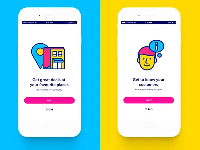 Onboarding illustrations analytics business colors connection customers friends internet location onboarding red share wifi