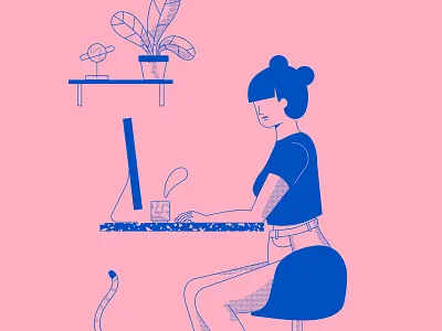 First day as a fulltime Freelancer character girl illustration illustrator scene situation textures vector