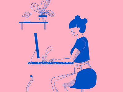 First day as a fulltime Freelancer character girl illustration illustrator scene situation textures vector